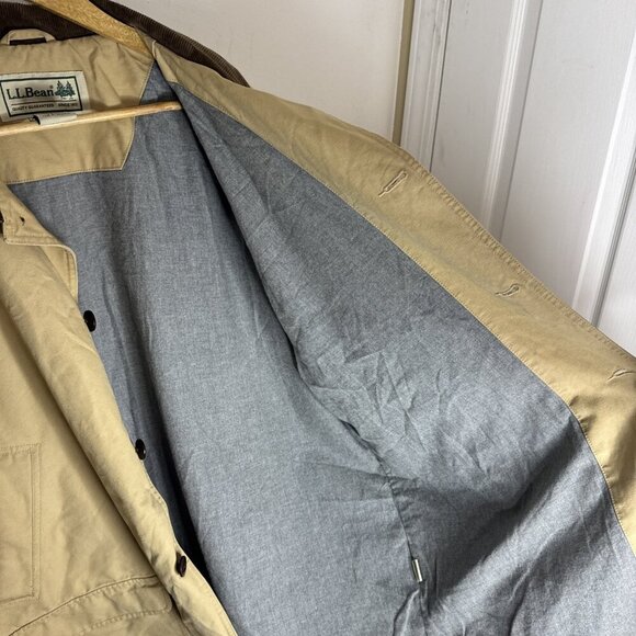 Vintage 90s L.L. Bean Barn Chore Coat XXL Tan Cotton Canvas Corduroy Collar - Picture 6 of 7
